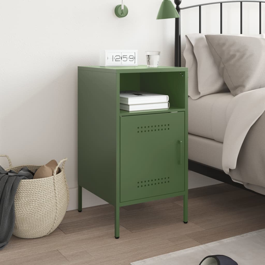 Bedside Cabinet Olive 36X39X68 Cm Steel