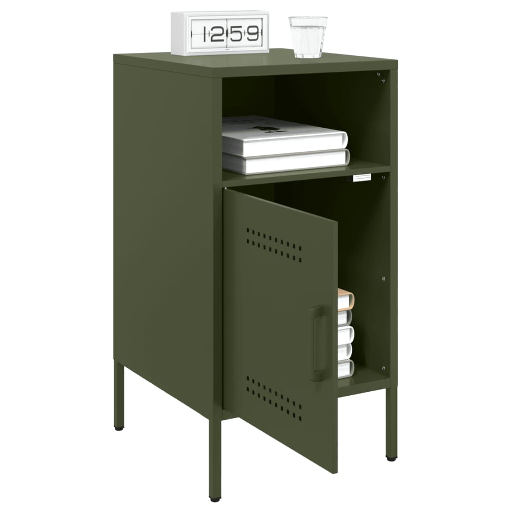 Bedside Cabinet Olive 36X39X68 Cm Steel