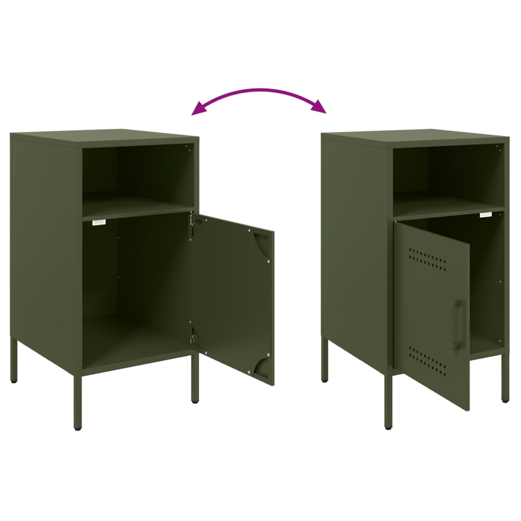 Bedside Cabinet Olive 36X39X68 Cm Steel
