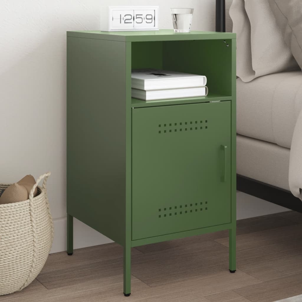 Bedside Cabinet Olive 36X39X68 Cm Steel