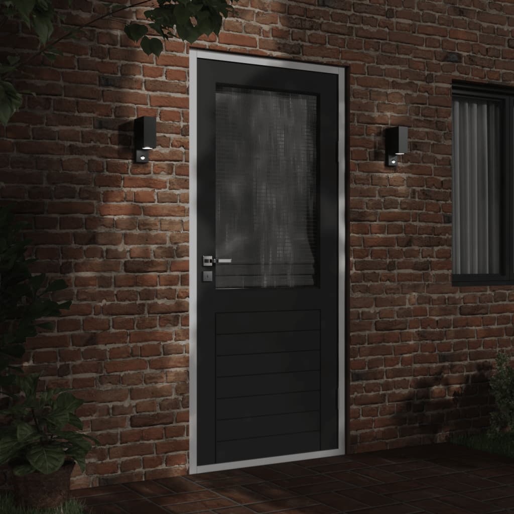 Outdoor Wall Lights With Sensors 2Pcs Black Die-Cast Aluminium