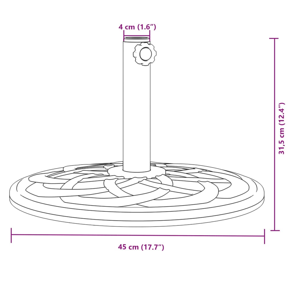 Parasol Base For Ø38 / 48 Mm Poles Round