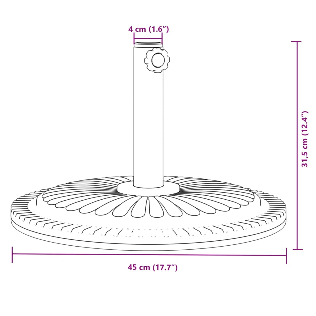 Parasol Base For Ø38 / 48 Mm Poles Round