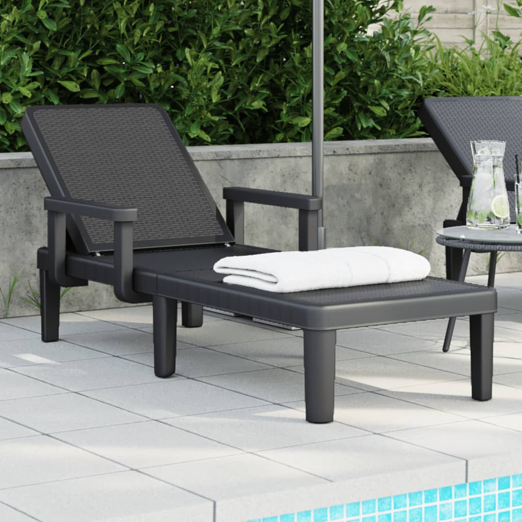 4-Way Height Adjustable Sun Lounger 155.5X57X28 Cm Polypropylene
