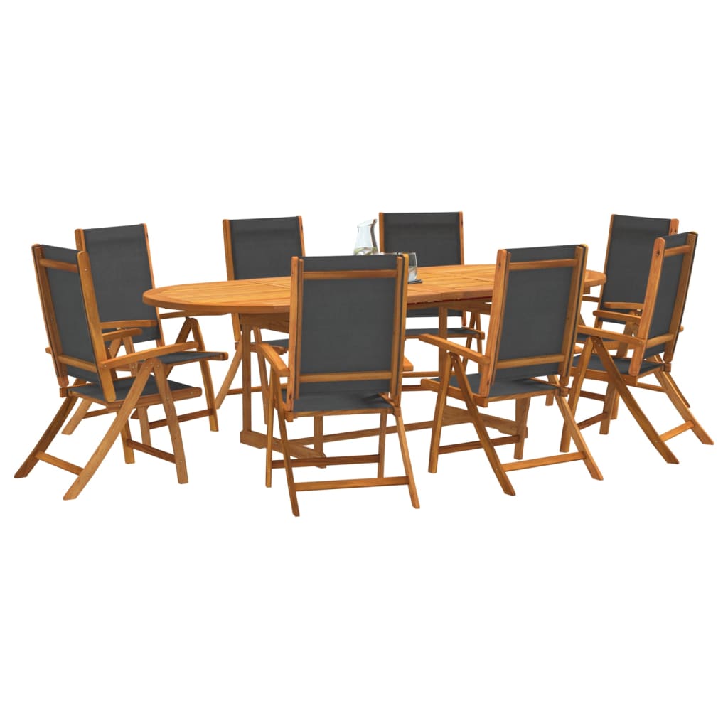 7 Piece Garden Dining Set Solid Wood Acacia And Textilene
