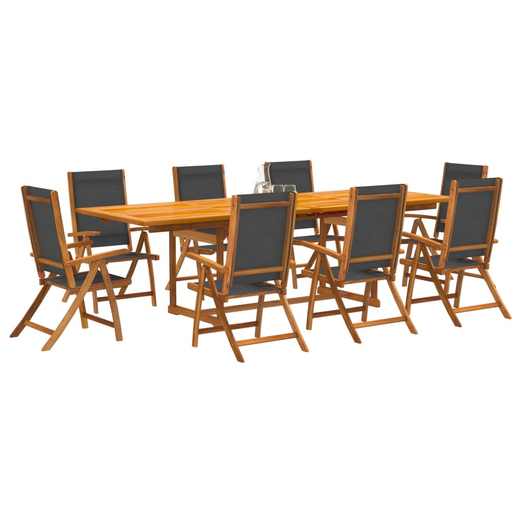 7 Piece Garden Dining Set Solid Wood Acacia And Textilene