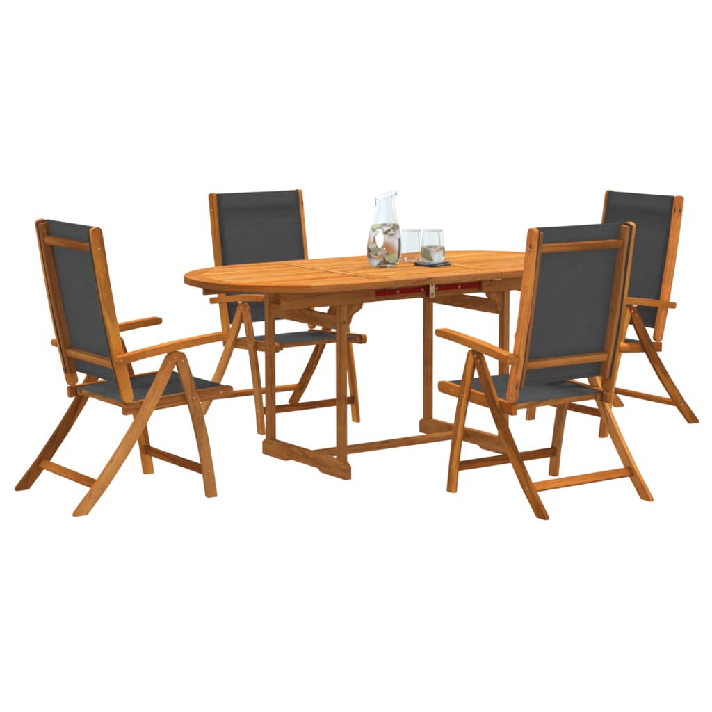 5 Piece Garden Dining Set Solid Wood Acacia And Textilene