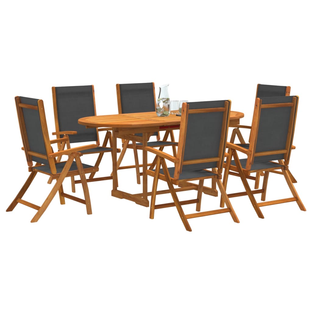 5 Piece Garden Dining Set Solid Wood Acacia And Textilene