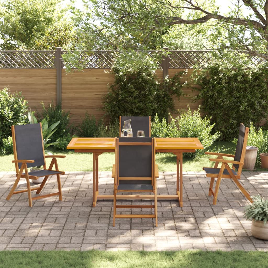 5 Piece Garden Dining Set Solid Wood Acacia And Textilene