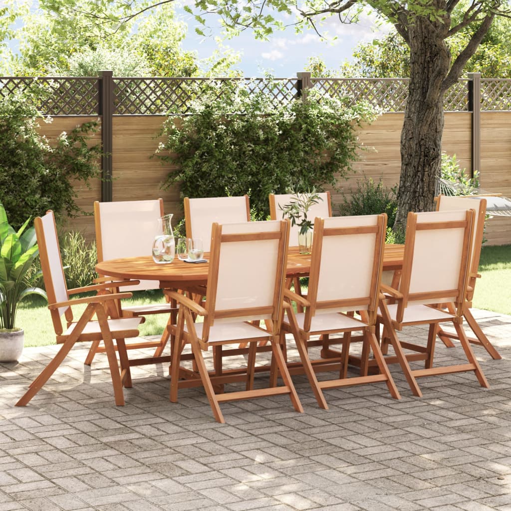 7 Piece Garden Dining Set Solid Wood Acacia And Textilene