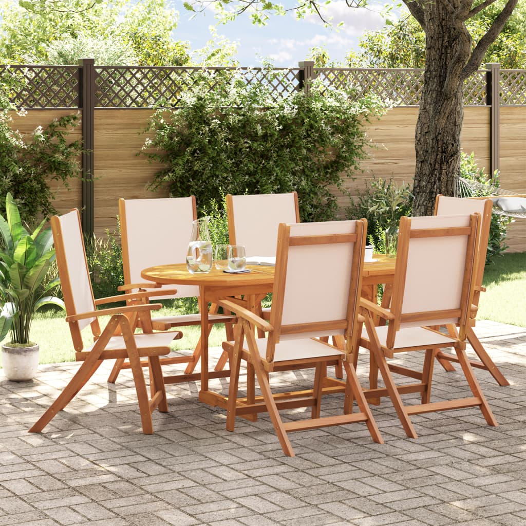 5 Piece Garden Dining Set Solid Wood Acacia And Textilene