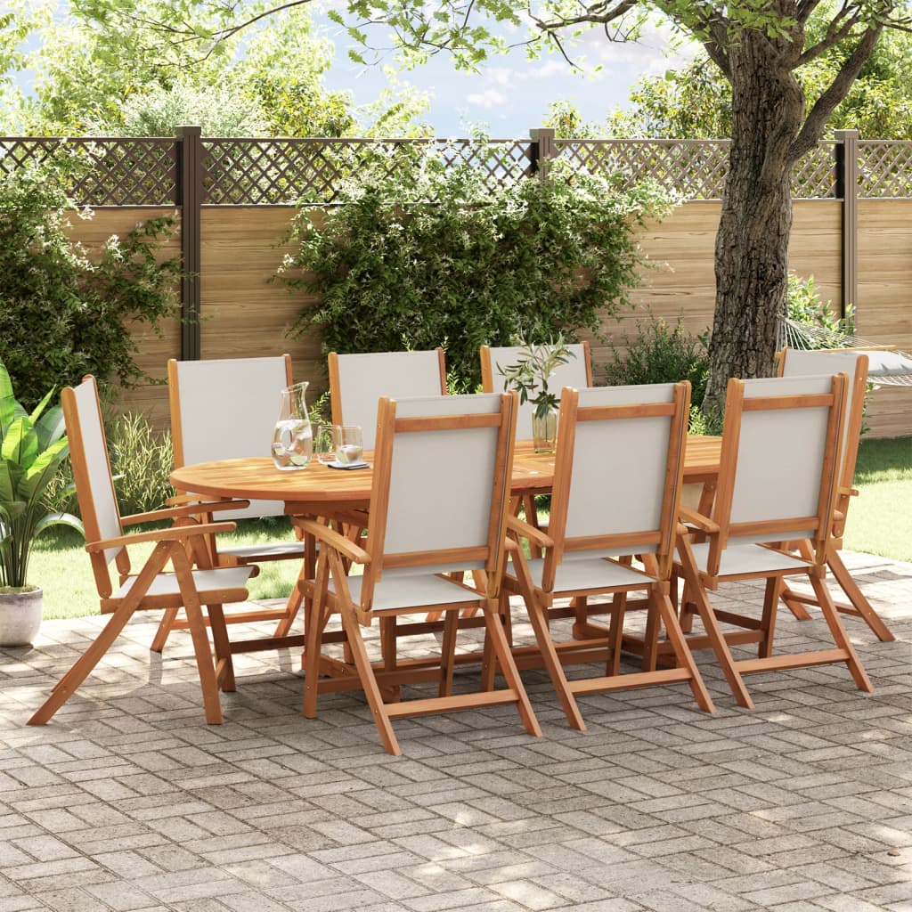 7 Piece Garden Dining Set Solid Wood Acacia And Textilene