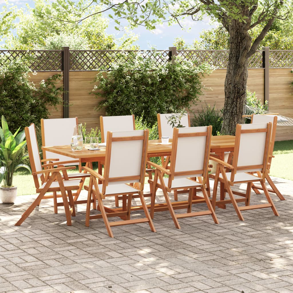7 Piece Garden Dining Set Solid Wood Acacia And Textilene