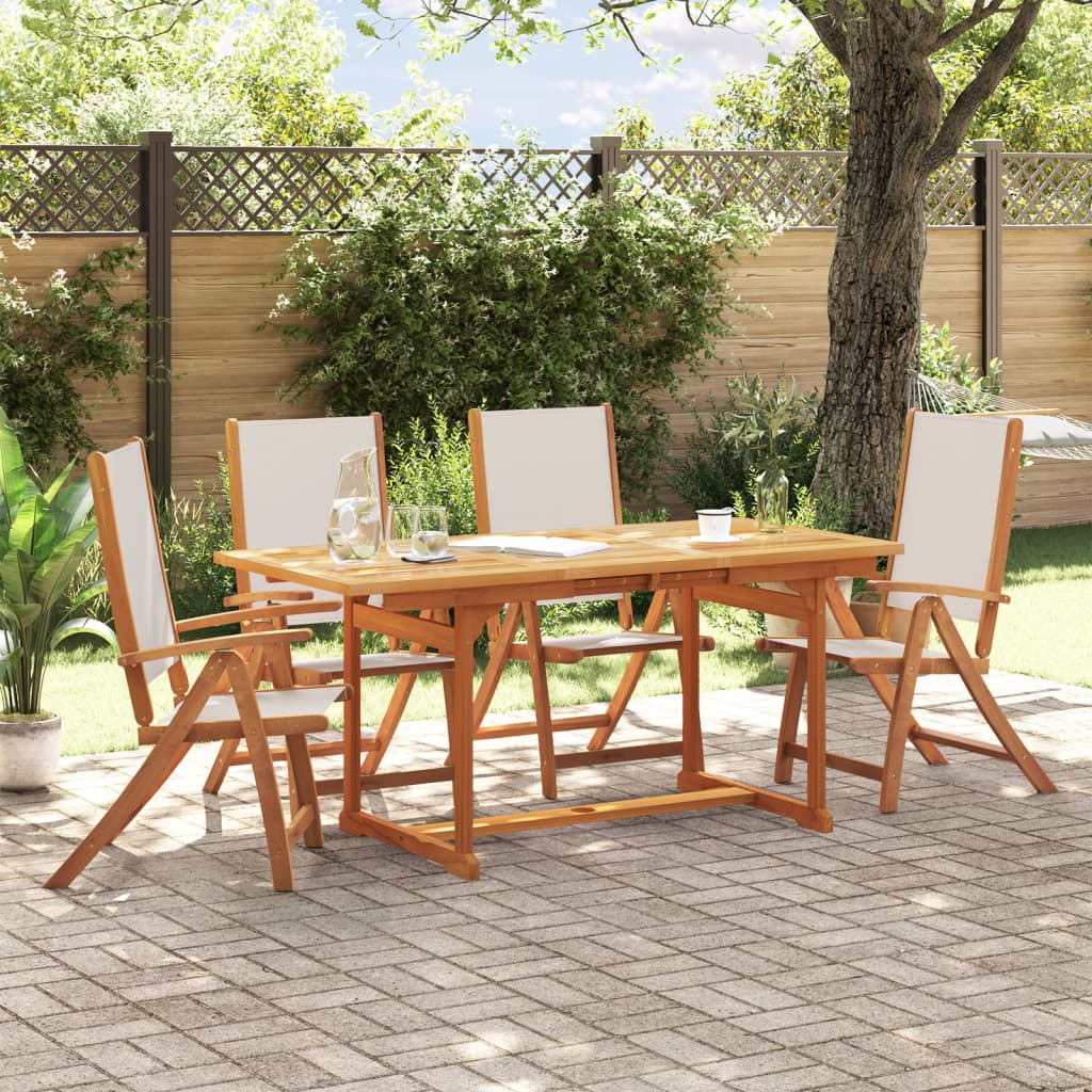 5 Piece Garden Dining Set Solid Wood Acacia And Textilene