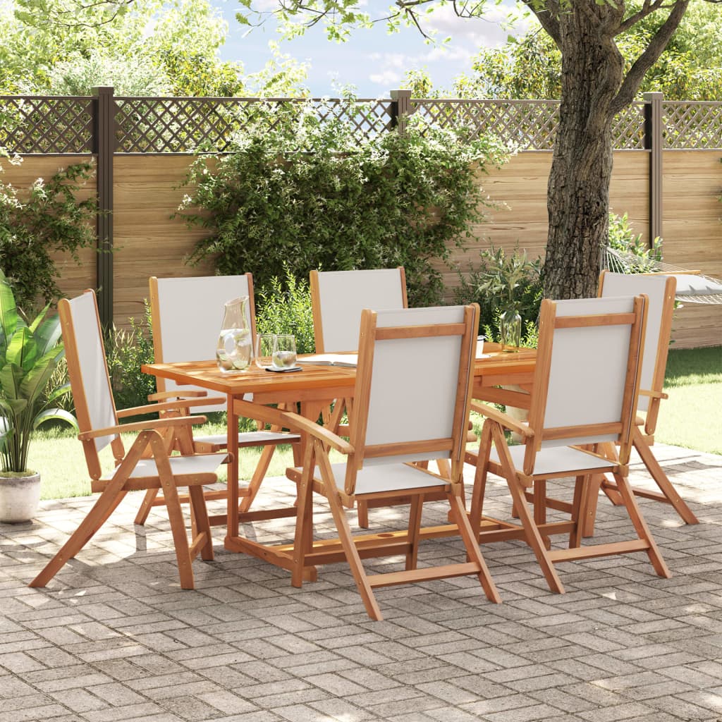 5 Piece Garden Dining Set Solid Wood Acacia And Textilene
