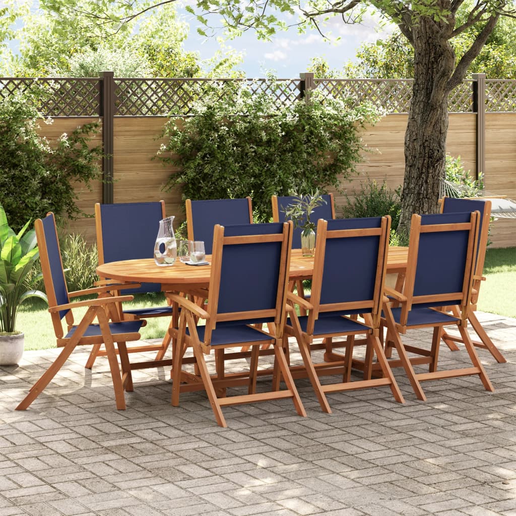 7 Piece Garden Dining Set Solid Wood Acacia And Textilene
