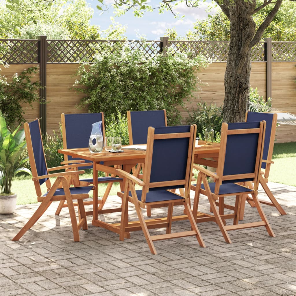 5 Piece Garden Dining Set Solid Wood Acacia And Textilene
