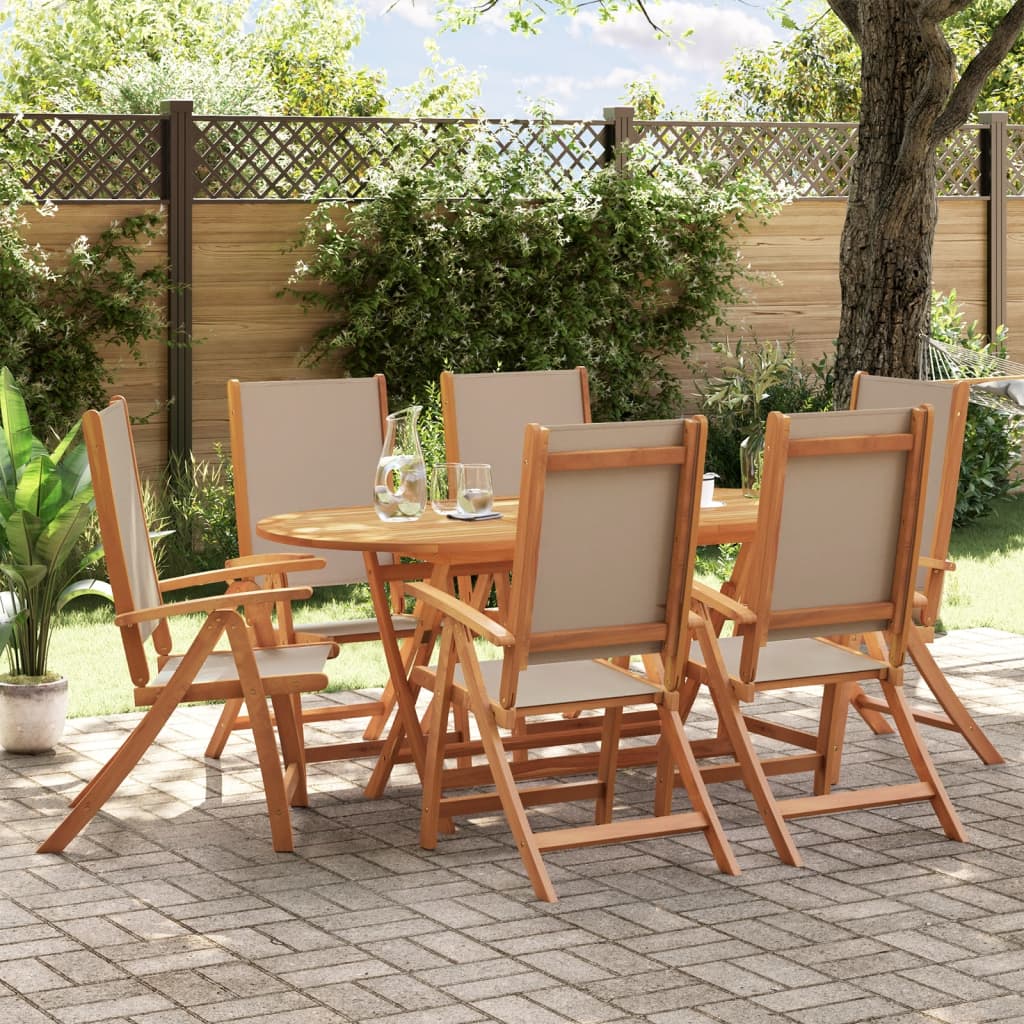 7 Piece Outdoor Dining Set Solid Acacia Wood