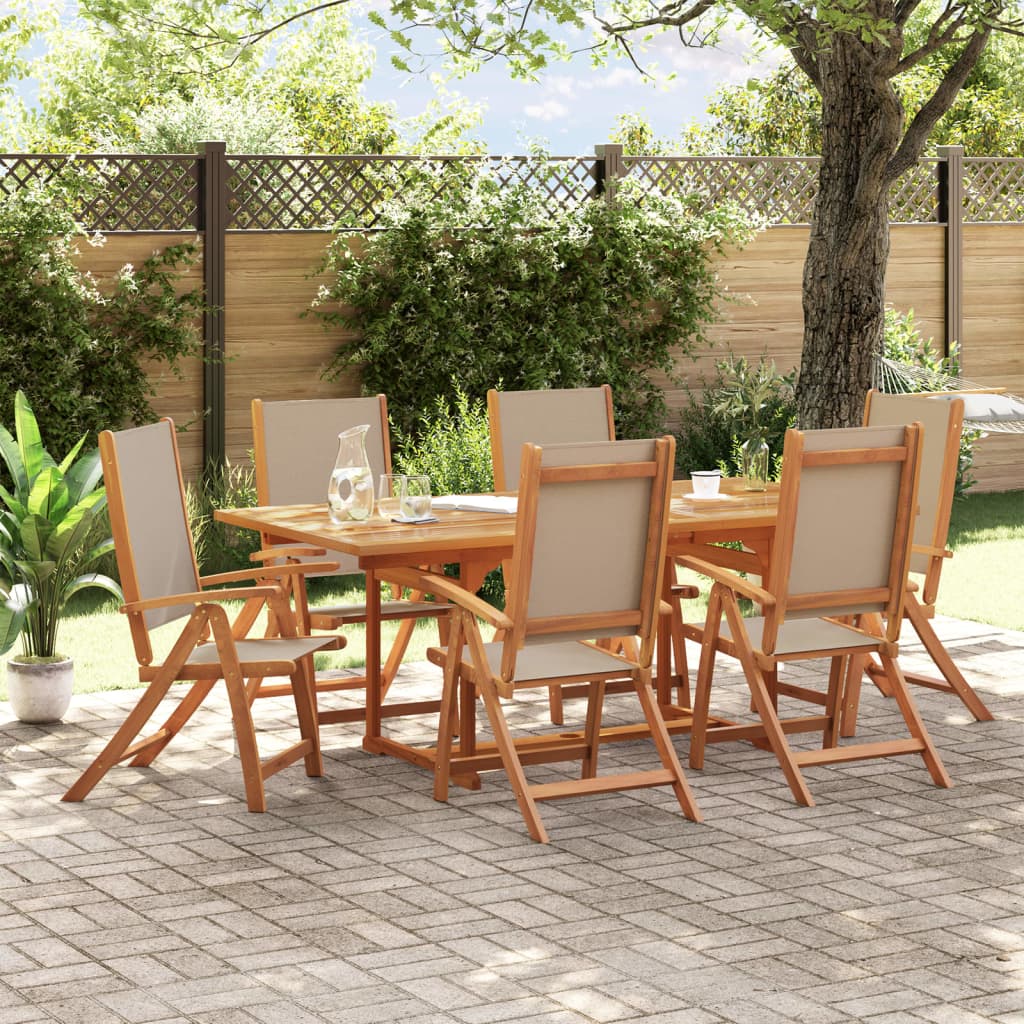7 Piece Outdoor Dining Set Solid Acacia Wood