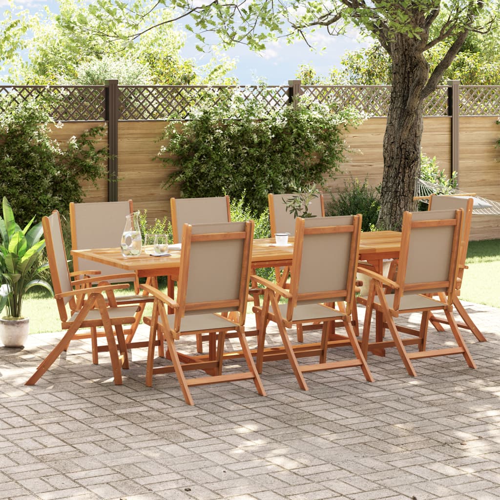 7 Piece Garden Dining Set Solid Wood Acacia And Textilene