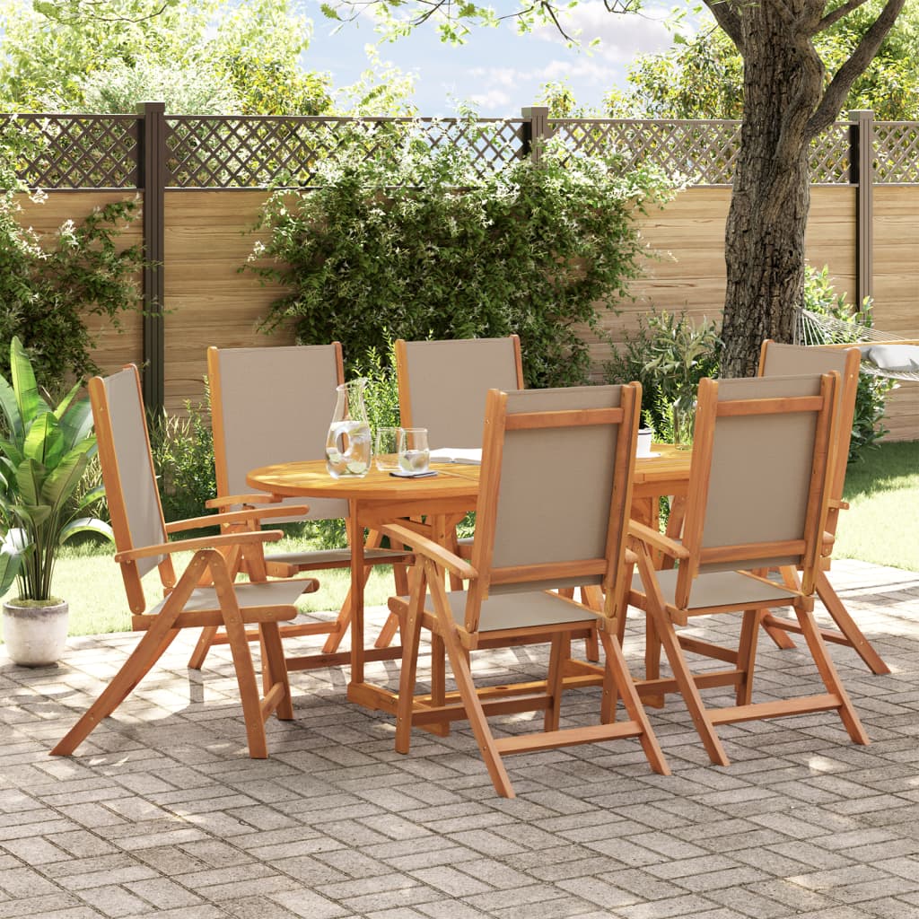 5 Piece Garden Dining Set Solid Wood Acacia And Textilene