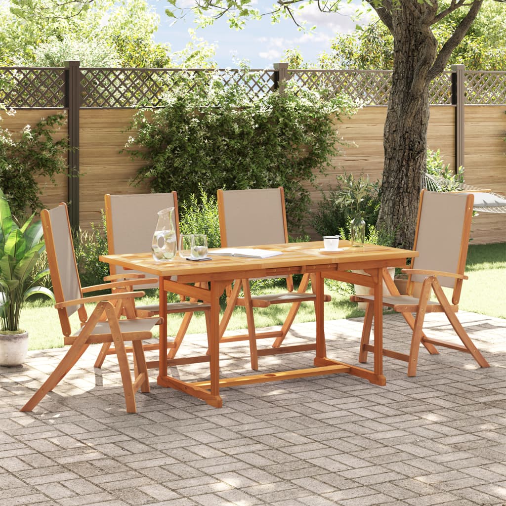 5 Piece Garden Dining Set Solid Wood Acacia And Textilene