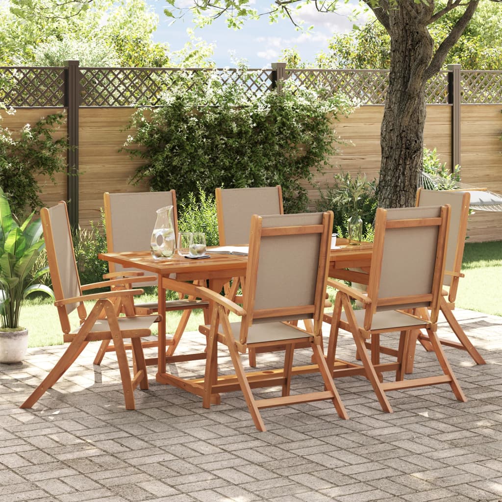 5 Piece Garden Dining Set Solid Wood Acacia And Textilene