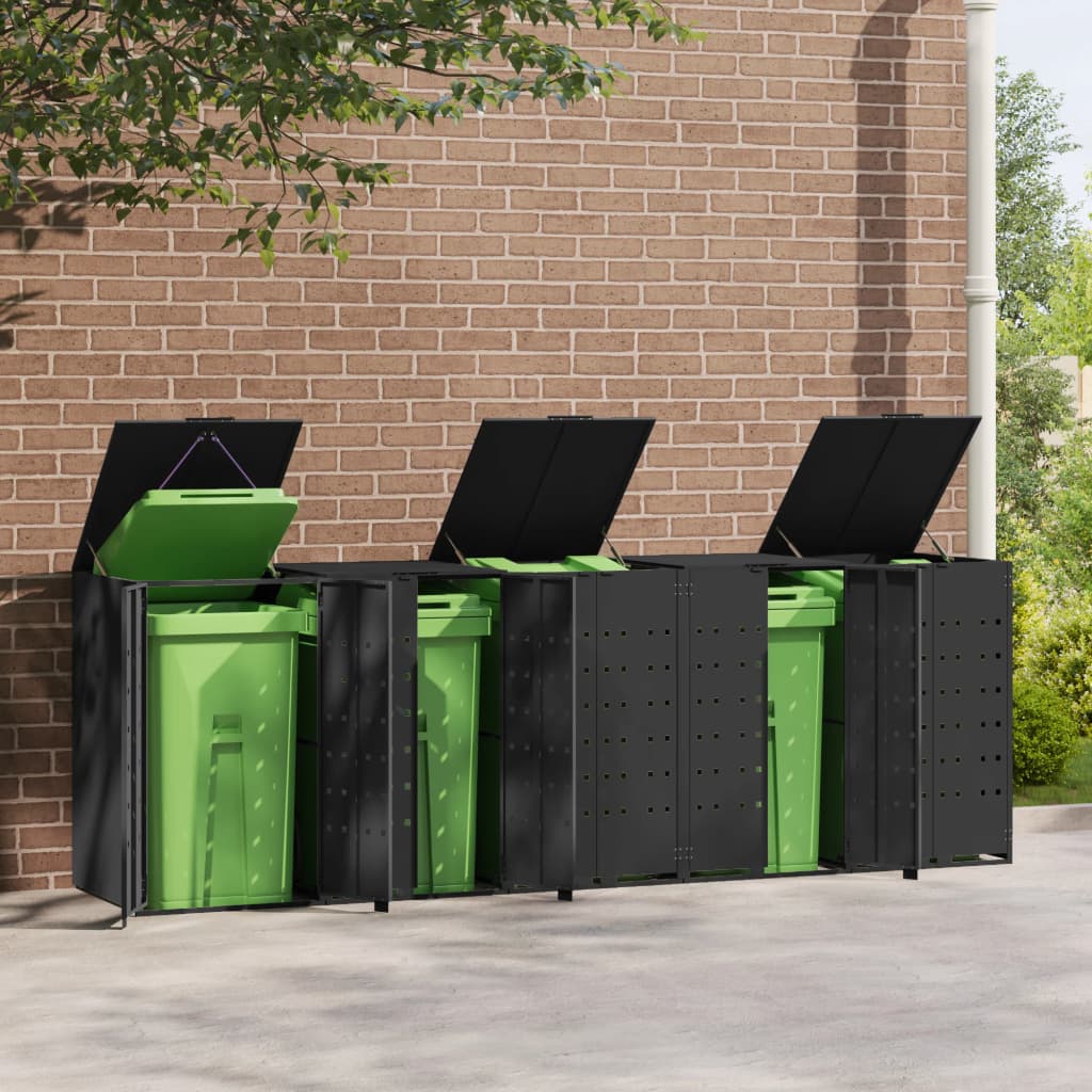 Wheelie Bin Storage For 5 Bins 345X79X117 Cm Steel