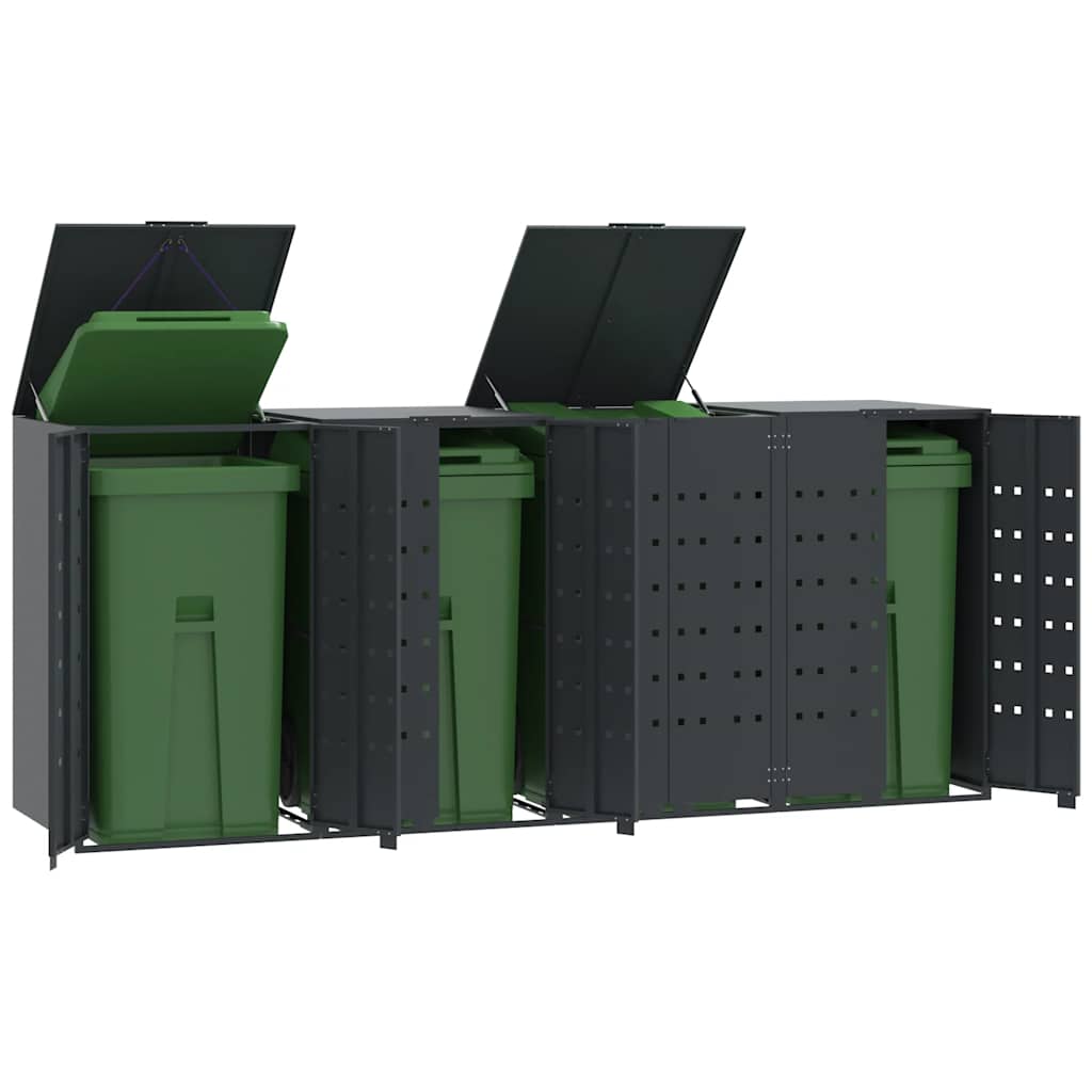 Wheelie Bin Storage For 5 Bins 345X79X117 Cm Steel