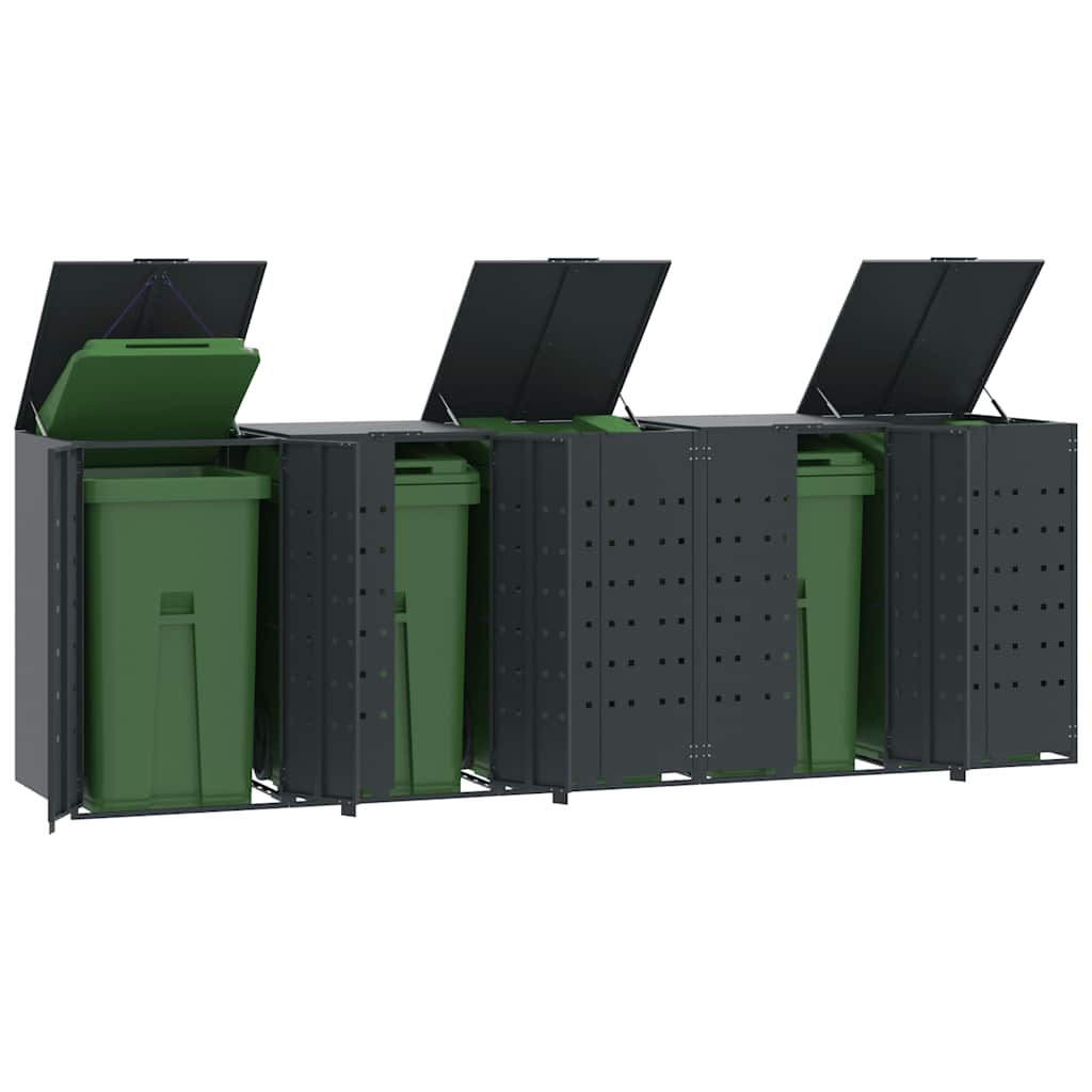 Wheelie Bin Storage For 5 Bins 345X79X117 Cm Steel