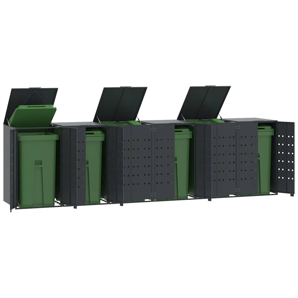 Wheelie Bin Storage For 5 Bins 345X79X117 Cm Steel