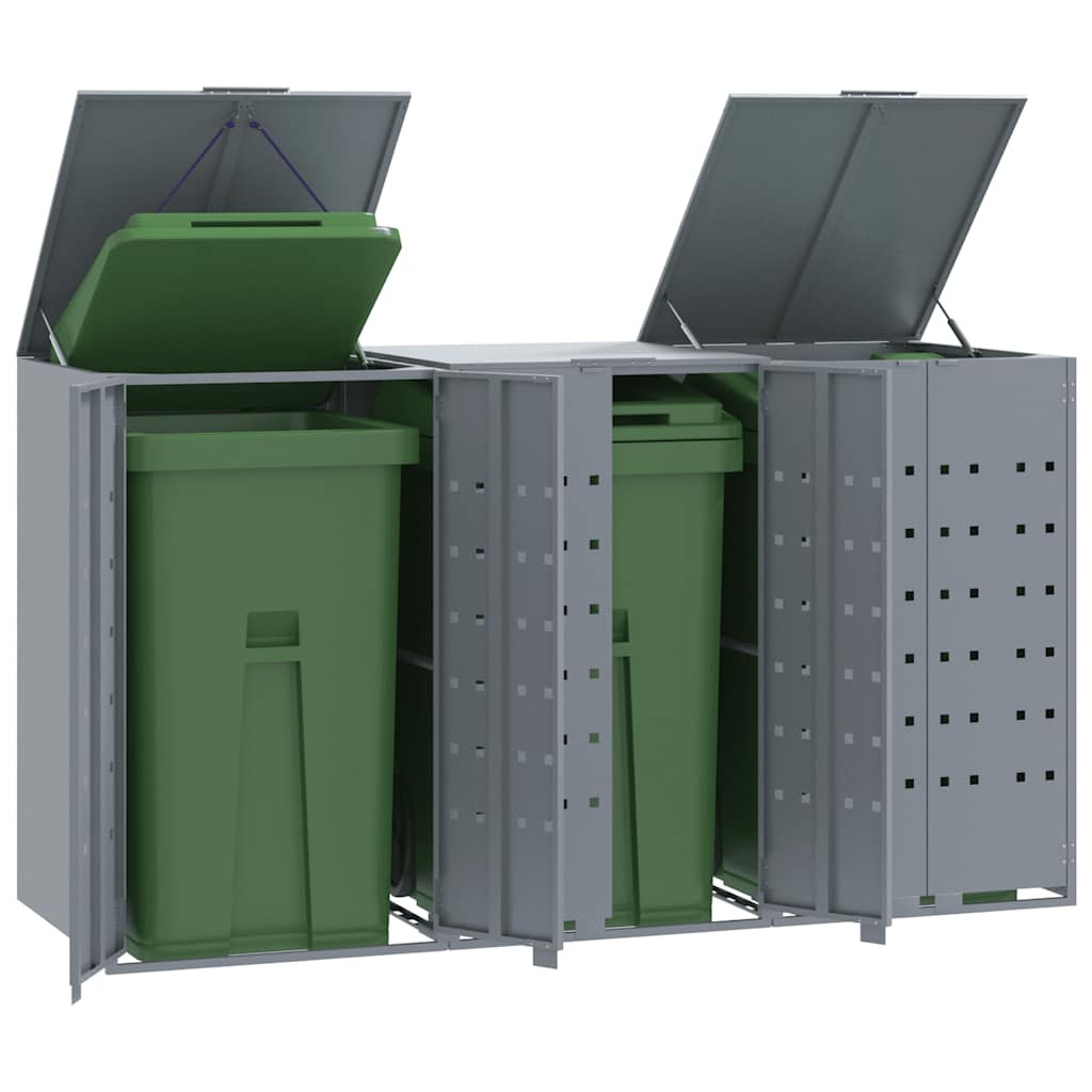 Wheelie Bin Storage For 5 Bins 345X79X117 Cm Steel
