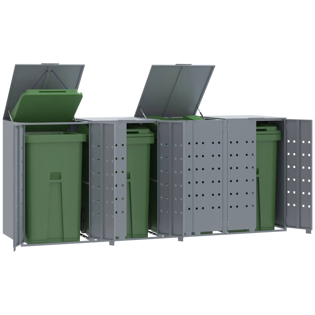 Wheelie Bin Storage For 5 Bins 345X79X117 Cm Steel