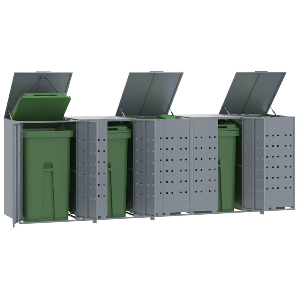 Wheelie Bin Storage For 5 Bins 345X79X117 Cm Steel