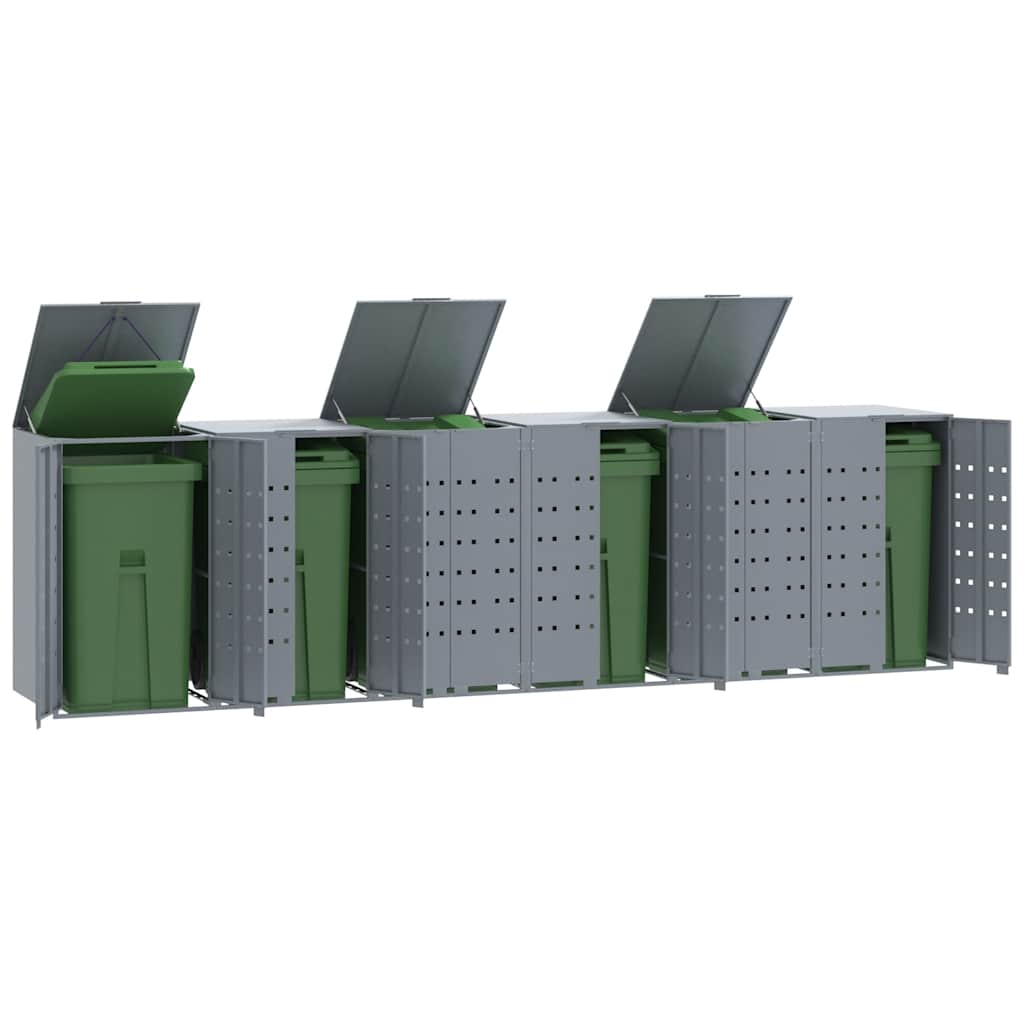 Wheelie Bin Storage For 5 Bins 345X79X117 Cm Steel