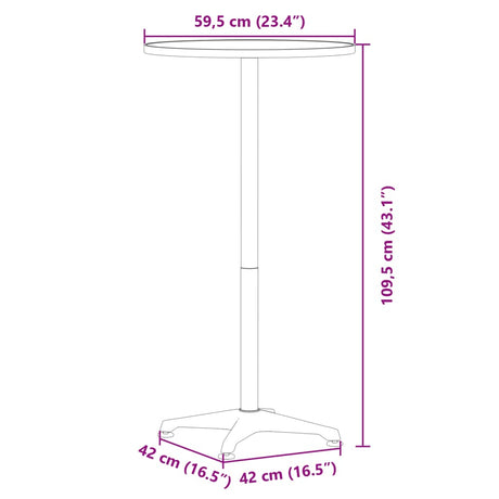 Outdoor Bar Table Height Adjustable Ø Aluminium