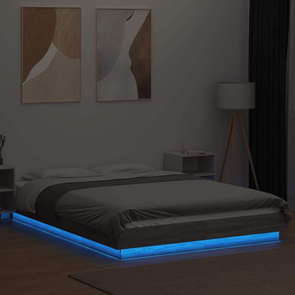 Bed Frame With Led Lights Without Mattress 140X200Cm