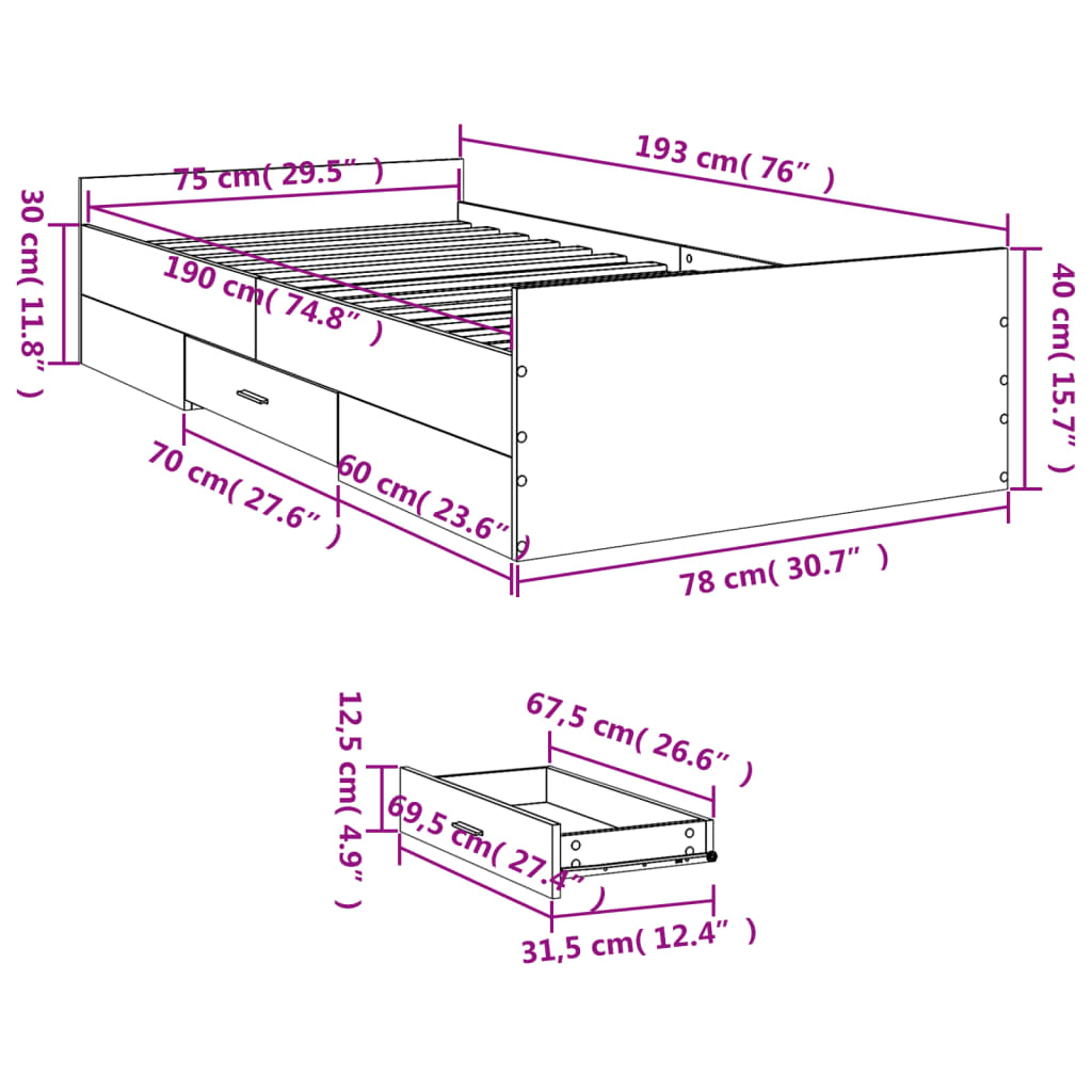Bed Frame With Drawers Without Mattress Small Single