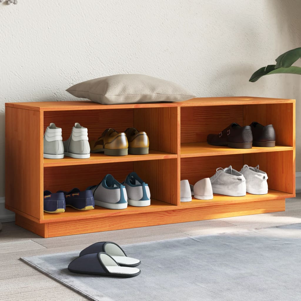 Shoe Cabinet 110X34X45 Cm Solid Wood Pine