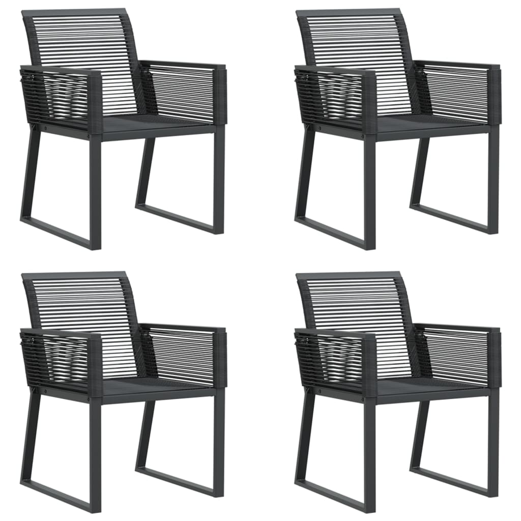 Garden Chairs 4 Pcs Black Poly Rattan