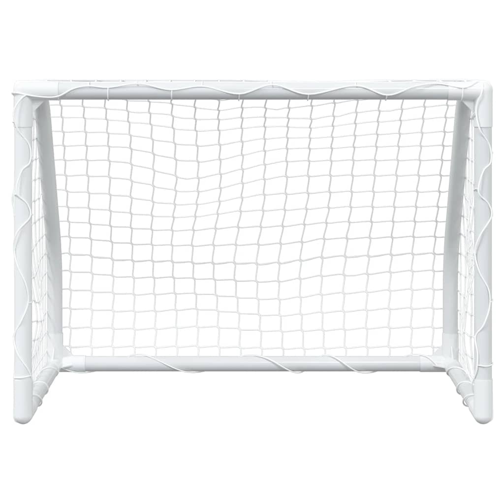 Kids' Football Goals 2 Pcs With Ball White 64X35X48 Cm Metal
