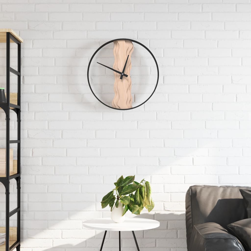 Wall Clock Ø35 Cm Iron And Oak Wood