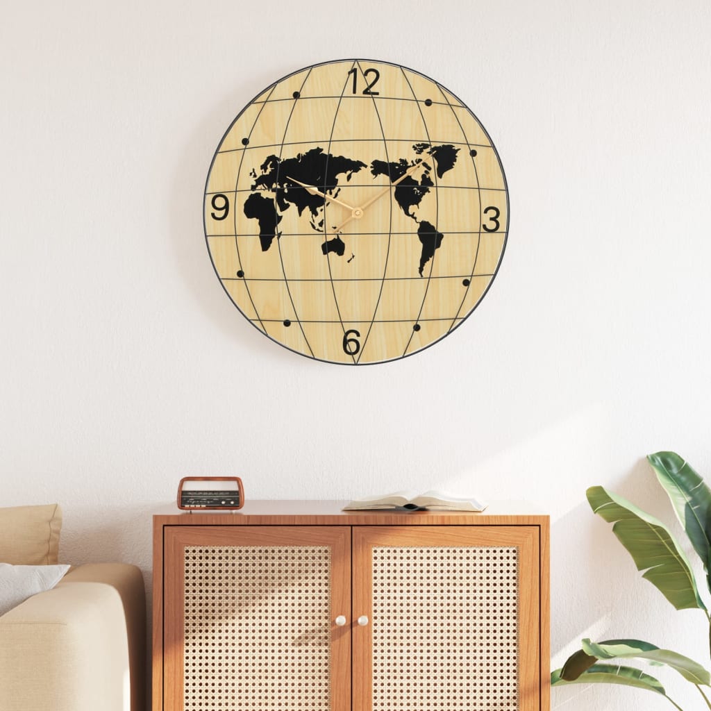 Wall Clock Yellow And Black Ø50 Cm Engineered Wood