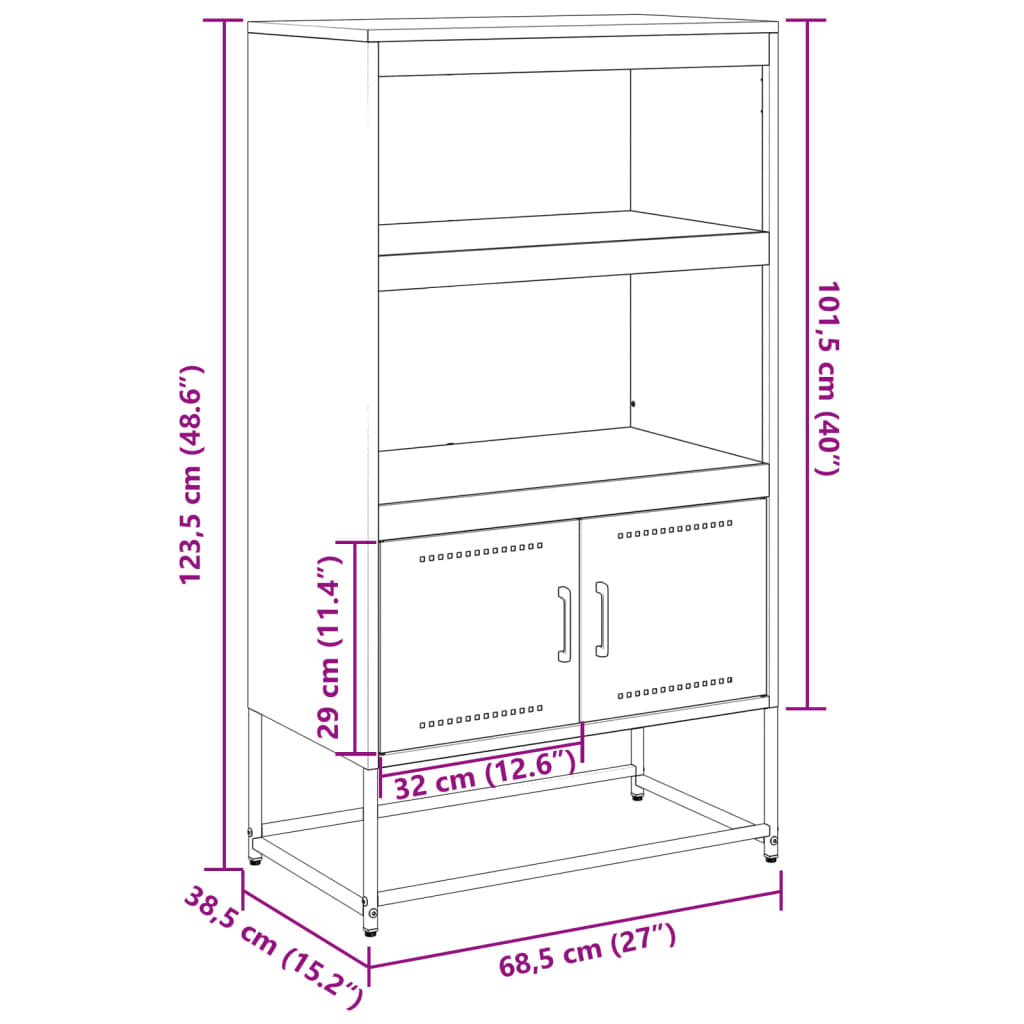Highboard 68.5X38.5X123.5 Cm Steel