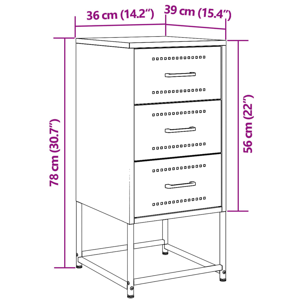 Bedside Cabinets 2 Pcs 36X39X78 Cm Steel
