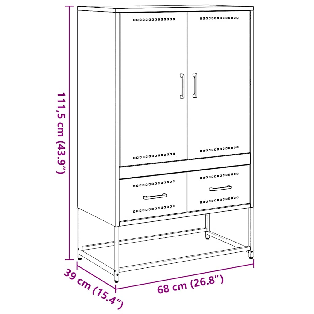 Highboard Olive 68X39X111.5 Cm Steel