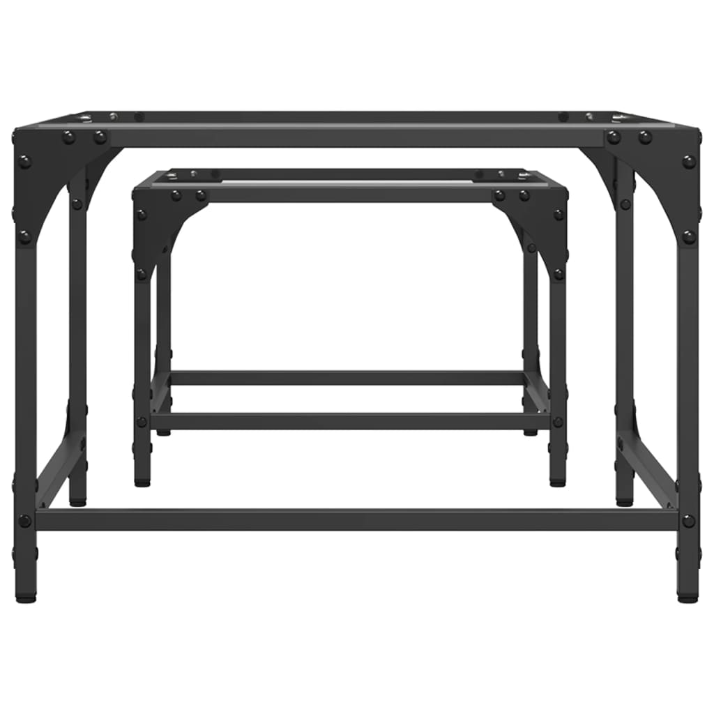 Nesting Coffee Tables 2 Pcs With Glass Top Steel