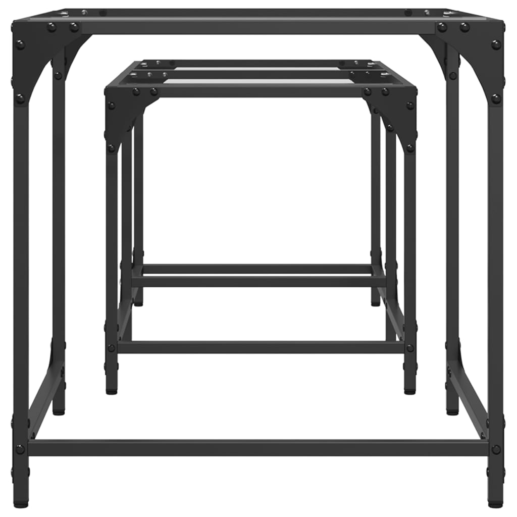 Nesting Coffee Tables 2 Pcs With Glass Top Steel