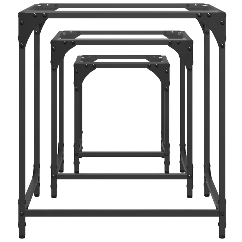 Nesting Coffee Tables 3 Pcs With Glass Top Steel