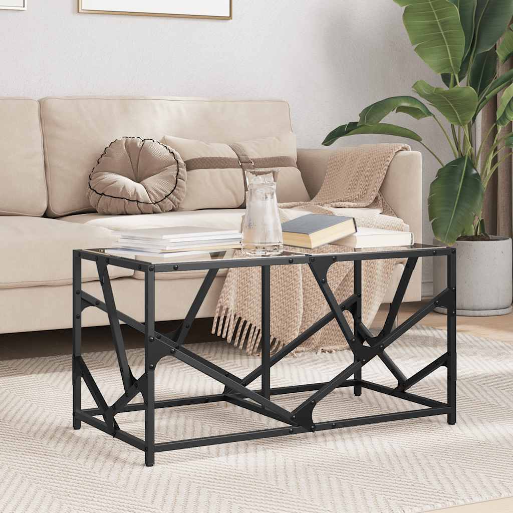 Coffee Table With Glass Top 78.5X40X41 Cm Steel